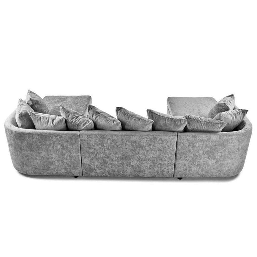 Bishop U Shape Scatter Back Sofa Set Grey | Premium Scatter Back Chenille Fabric Lounge Suite | Modular Sectional Couch with Footstool | Large Living Room Furniture