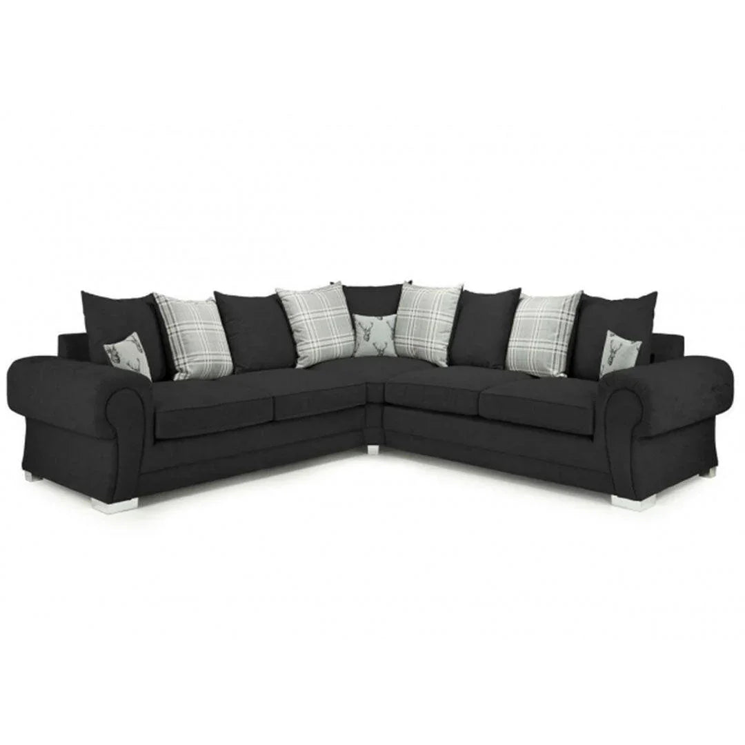 Verona Range Scatter Back Corner Sofa Black