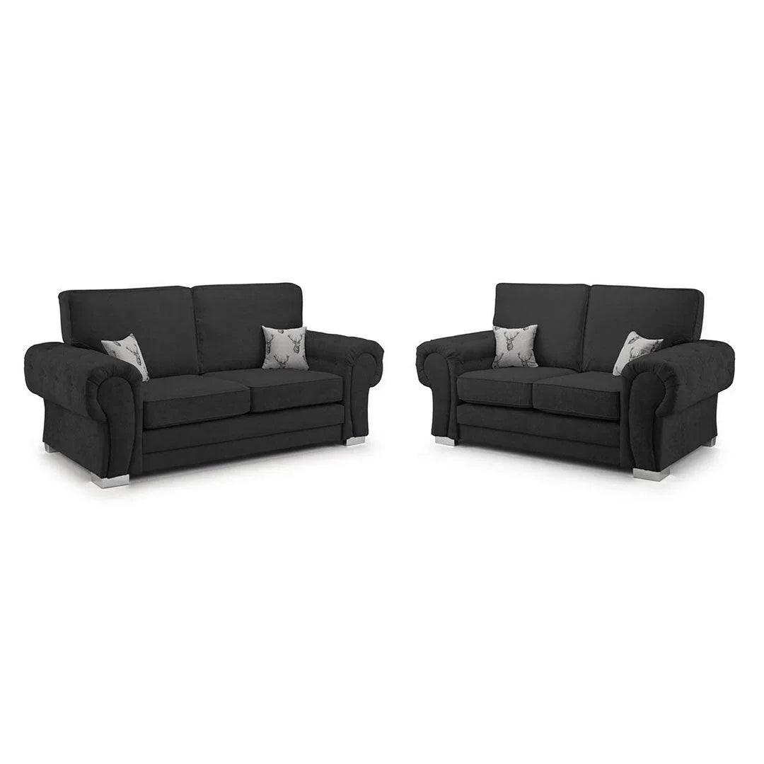 Verona Range Full Back 3+2 Seater Sofa Set Black