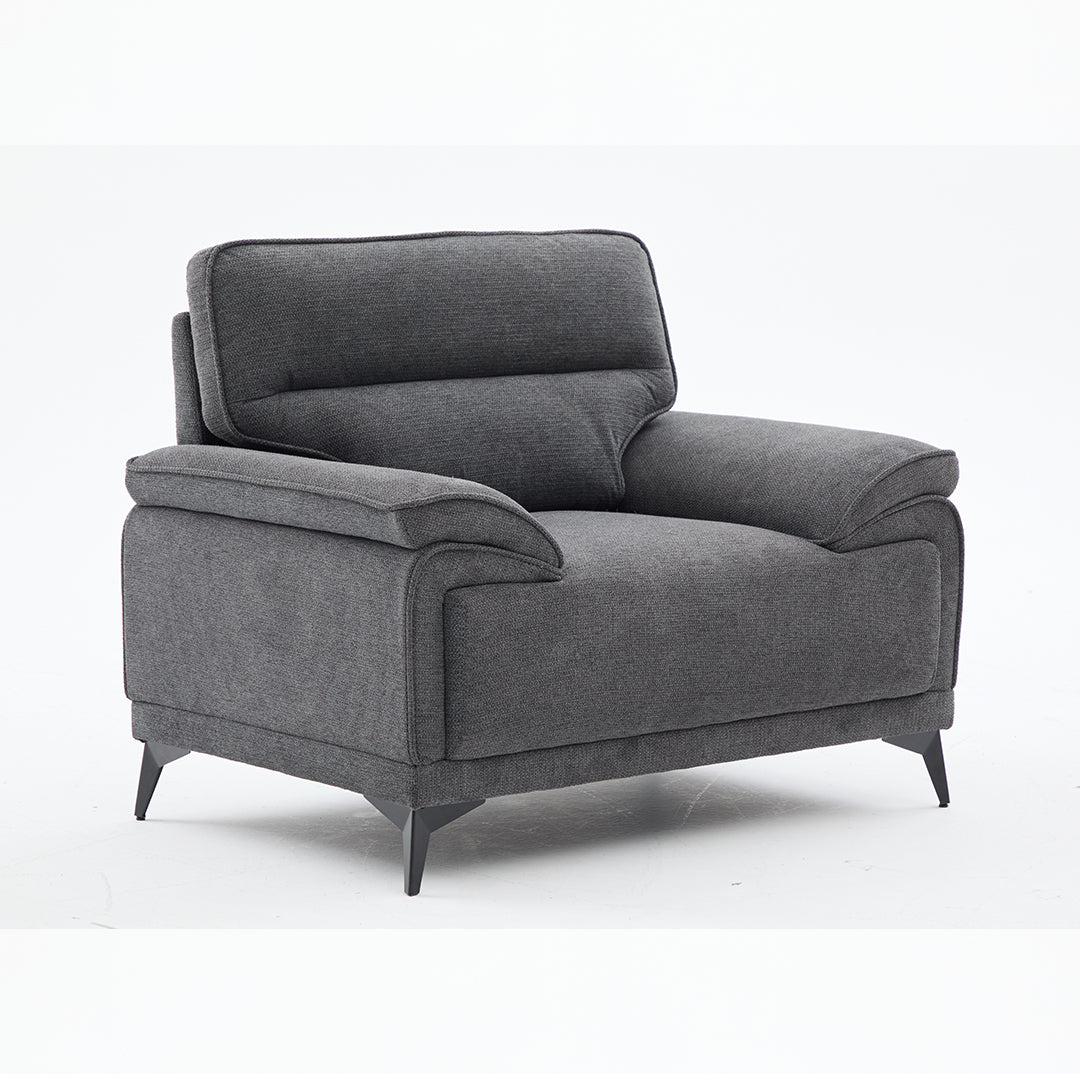 Antonio 3+2 Seater Fabric Sofa Set (Grey/Dark Grey/Green)-5 Seater Living Room Furniture Suite with High-Density Foam Cushions, Soft Upholstery