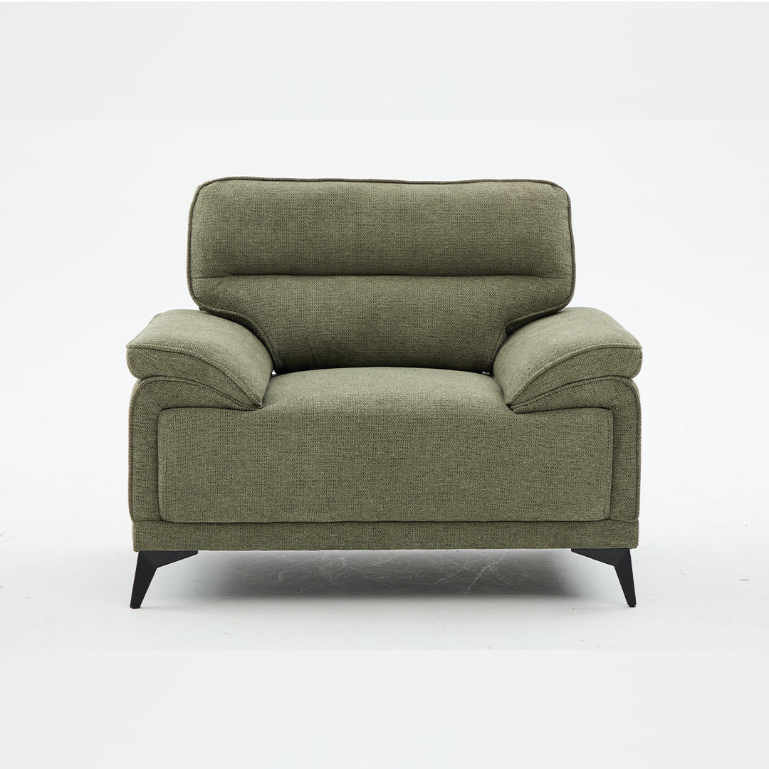 Antonio 3+2 Seater Fabric Sofa Set (Grey/Dark Grey/Green)-5 Seater Living Room Furniture Suite with High-Density Foam Cushions, Soft Upholstery