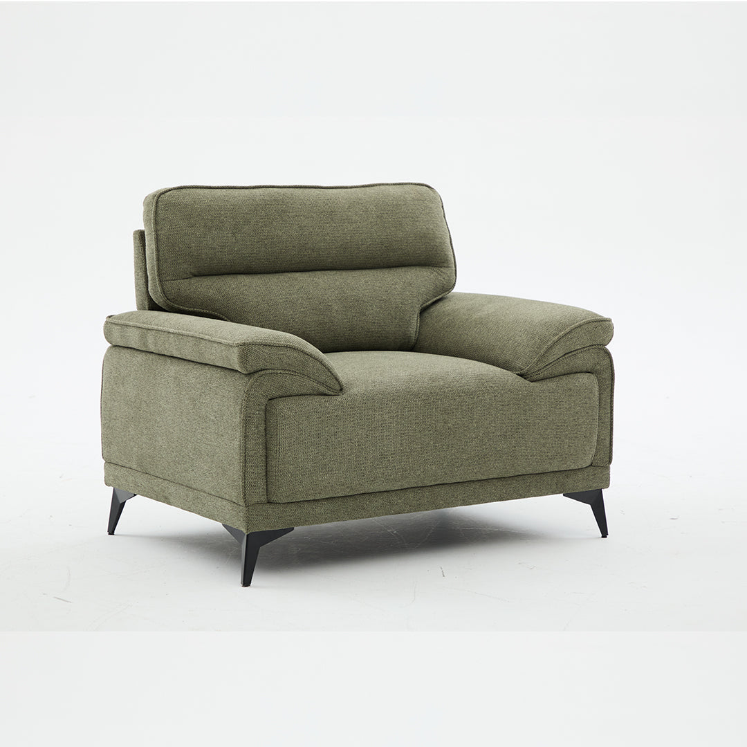 Antonio 3+2 Seater Fabric Sofa Set (Grey/Dark Grey/Green)-5 Seater Living Room Furniture Suite with High-Density Foam Cushions, Soft Upholstery