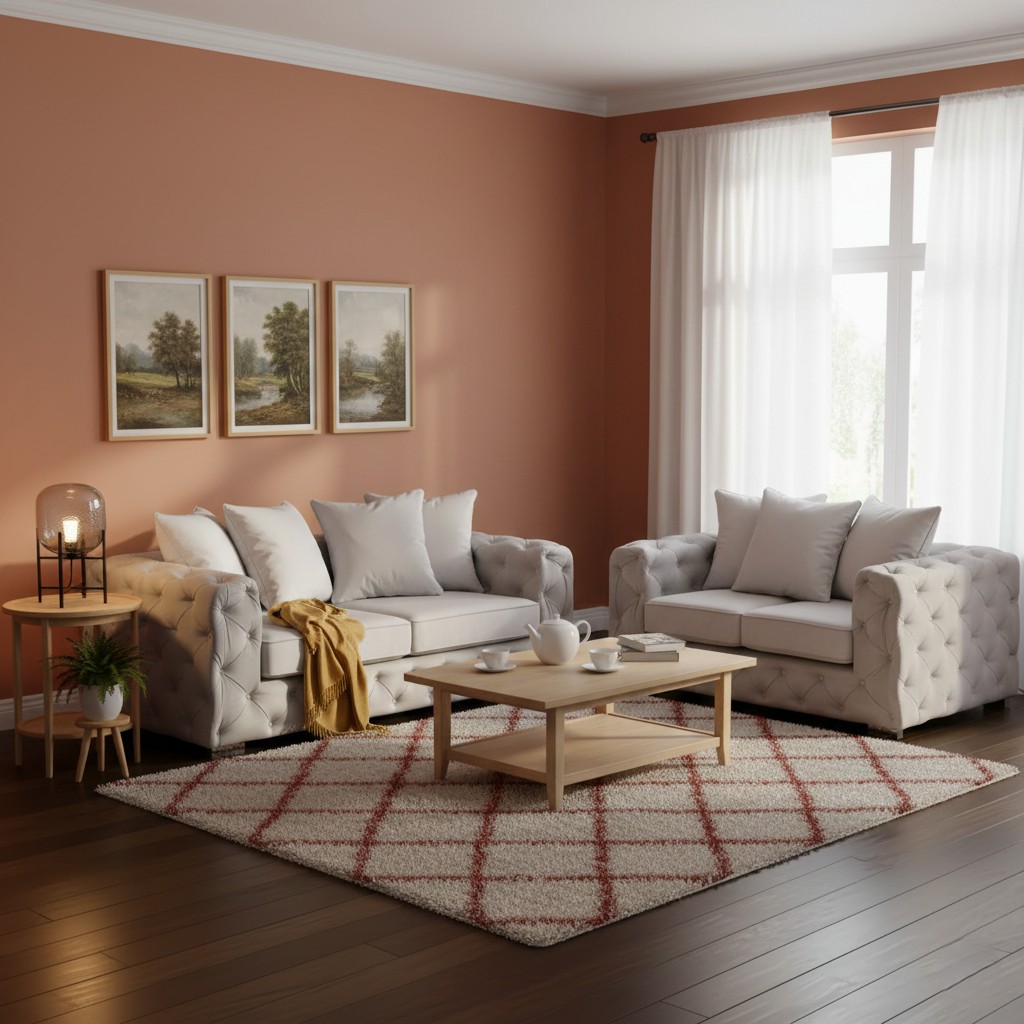 Ashton Range Chesterfield Sofa Set 3+2 Seater Silver Plush Velvet