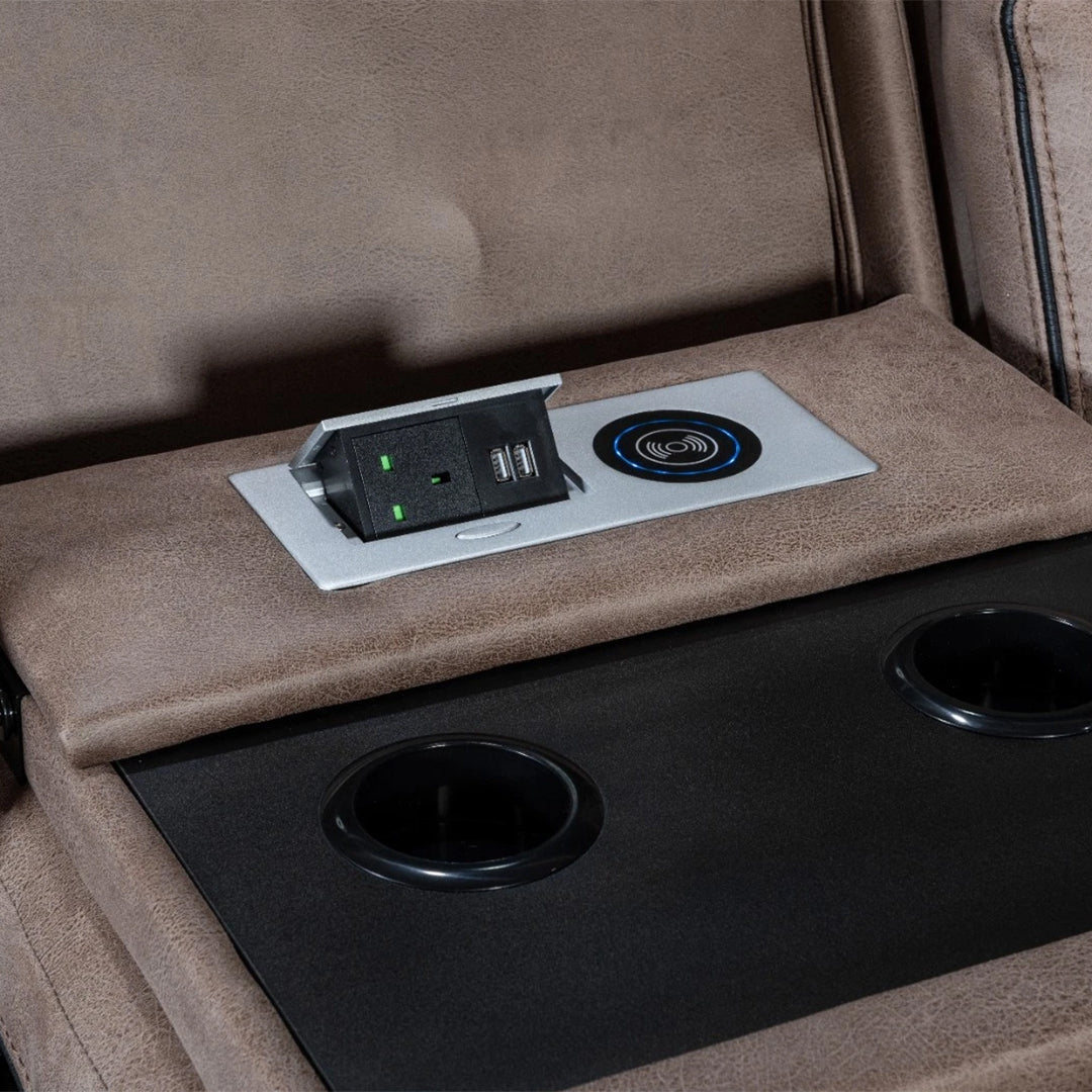 Chelsea Electric Recliner Sofa 3+2 Seater Set - With Cooling Cup-Holders/Bluetooth Speakers/Wireless Charging/USB Charging Ports