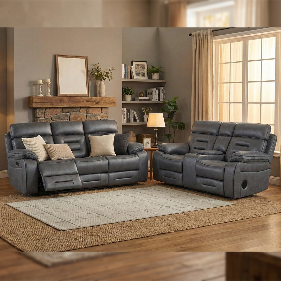 Chelsea Electric Recliner Sofa 3+2 Seater Set - With Cooling Cup-Holders/Bluetooth Speakers/Wireless Charging/USB Charging Ports