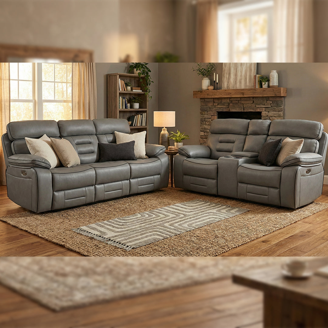 Chelsea Electric Recliner Sofa 3+2 Seater Set - With Cooling Cup-Holders/Bluetooth Speakers/Wireless Charging/USB Charging Ports