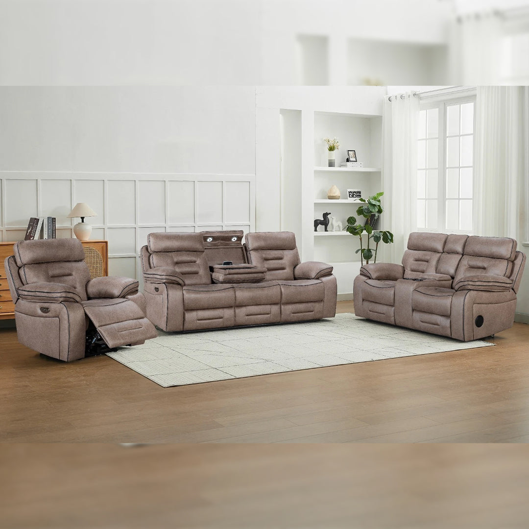 Chelsea Electric Recliner Sofa 3+2 Seater Set - With Cooling Cup-Holders/Bluetooth Speakers/Wireless Charging/USB Charging Ports