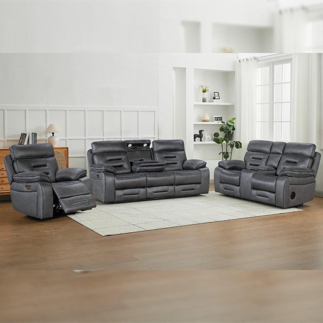 Chelsea Electric Recliner Sofa 3+2 Seater Set - With Cooling Cup-Holders/Bluetooth Speakers/Wireless Charging/USB Charging Ports