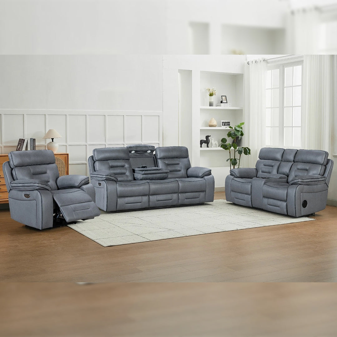 Chelsea Electric Recliner Sofa 3+2 Seater Set - With Cooling Cup-Holders/Bluetooth Speakers/Wireless Charging/USB Charging Ports