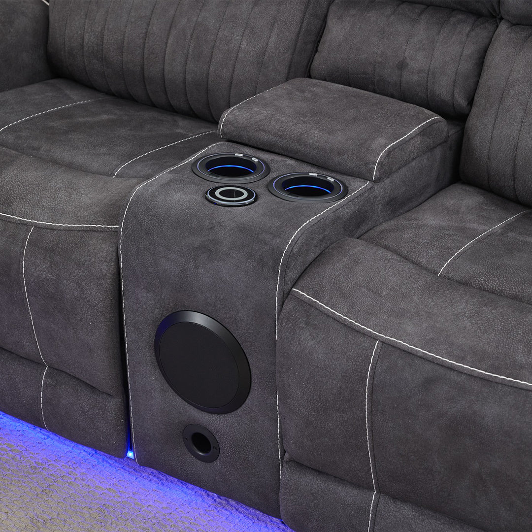 Geneva Pro Fabric Electric Recliner Sofa 3+2 Seater Set - 3+2 Seater Sofa With Bluetooth/Cooling Cup-Holders/LED Lights Island of Comfort Ltd