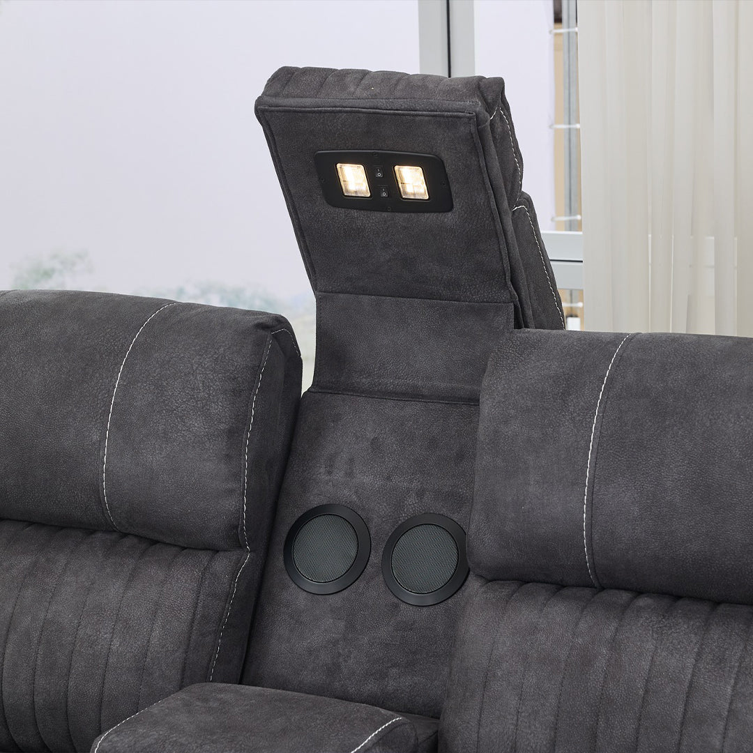 Geneva Pro Fabric Electric Recliner Sofa 3+2 Seater Set - 3+2 Seater Sofa With Bluetooth/Cooling Cup-Holders/LED Lights Island of Comfort Ltd