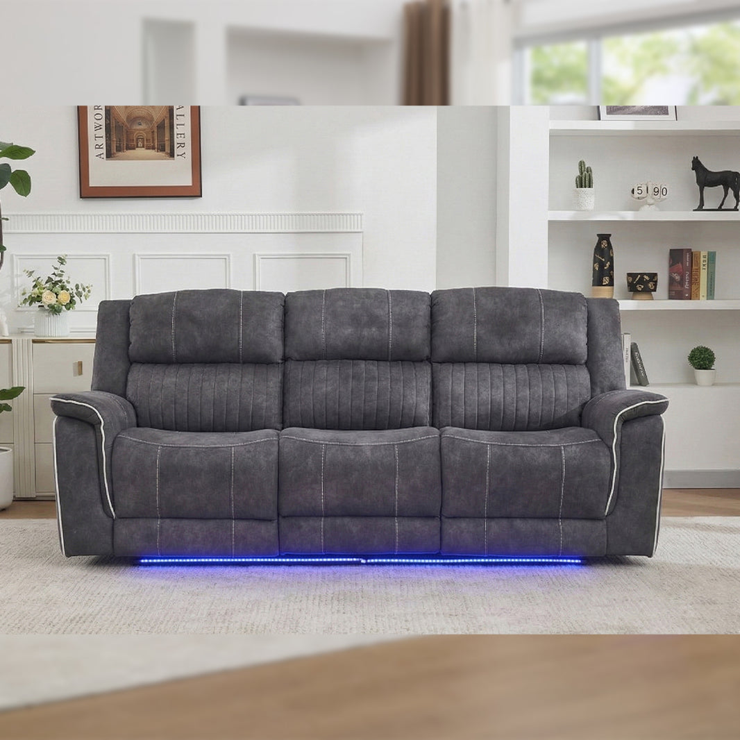 Geneva Pro Fabric Electric Recliner Sofa 3+2 Seater Set - 3+2 Seater Sofa With Bluetooth/Cooling Cup-Holders/LED Lights Island of Comfort Ltd