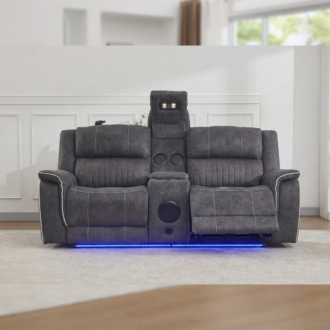 Geneva Pro Fabric Electric Recliner Sofa 3+2 Seater Set - 3+2 Seater Sofa With Bluetooth/Cooling Cup-Holders/LED Lights Island of Comfort Ltd