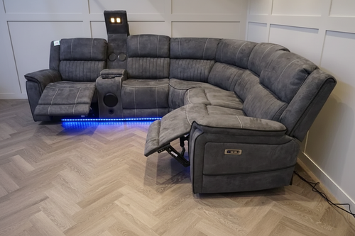 Geneva Pro Fabric Electric Recliner Corner Sofa With Cup Holders