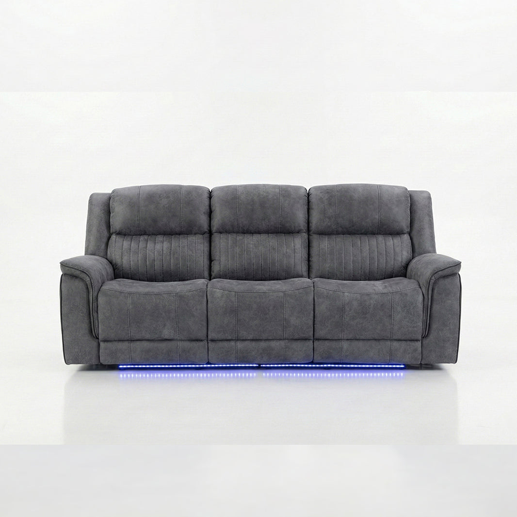 Geneva Pro Fabric Electric Recliner Sofa 3+2 Seater Set - 3+2 Seater Sofa With Bluetooth/Cooling Cup-Holders/LED Lights/Wireless Charging/USB Charging Ports