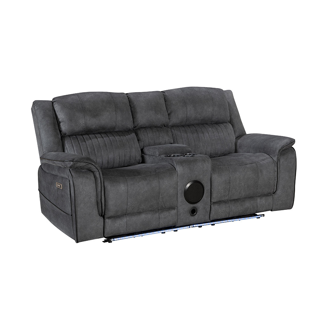 Geneva Pro Fabric Electric Recliner Sofa 3+2 Seater Set - 3+2 Seater Sofa With Bluetooth/Cooling Cup-Holders/LED Lights/Wireless Charging/USB Charging Ports