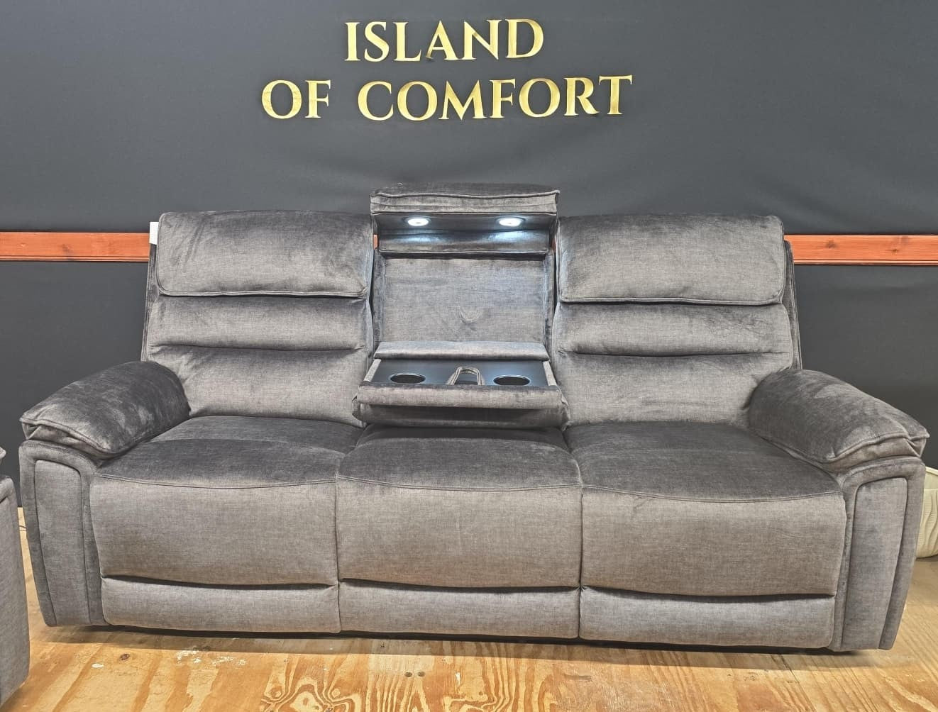 Lawson Fabric Electric Recliner Sofa With CupHolders -3+2 Seater Dark Grey 