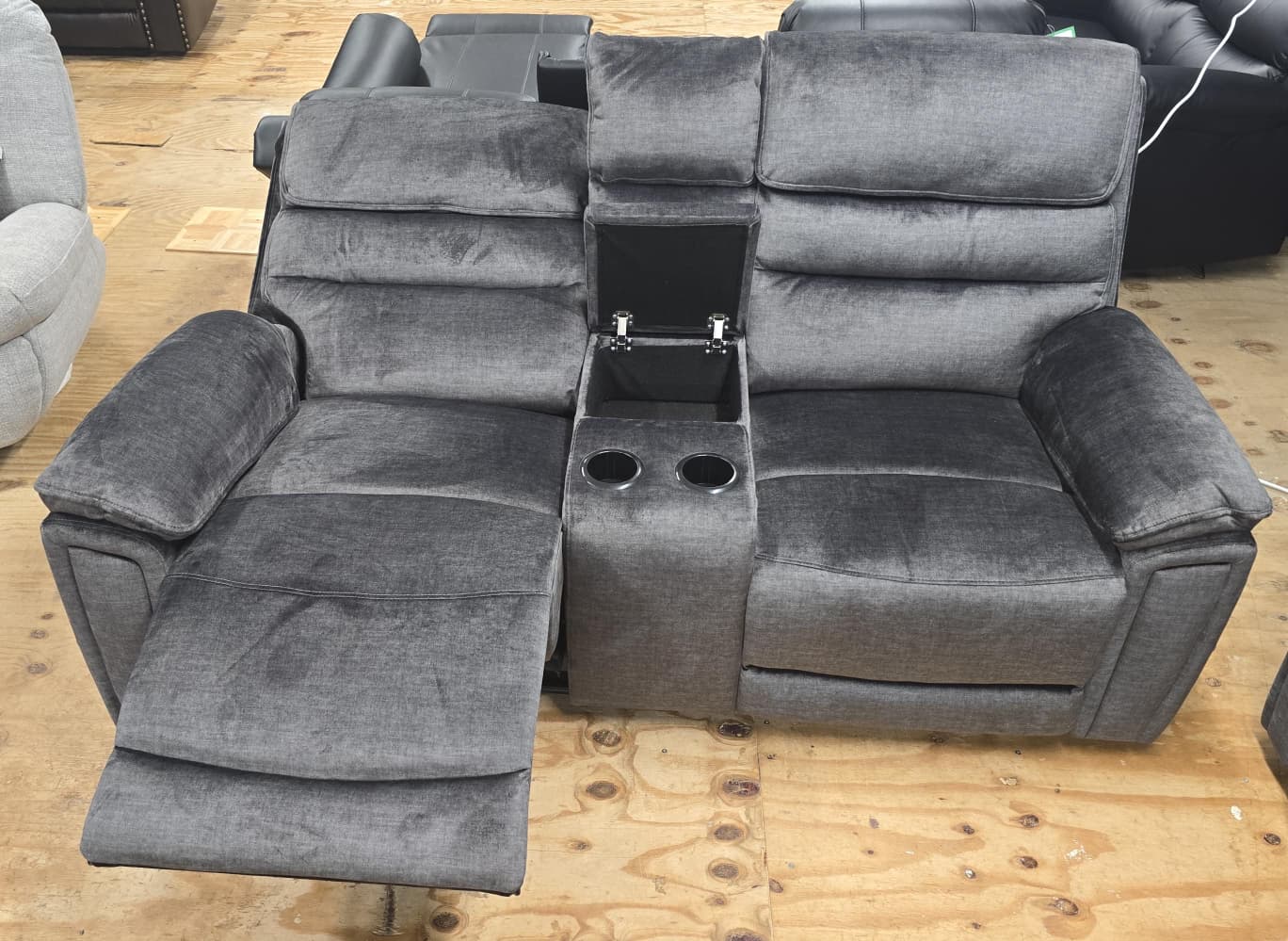 Lawson Fabric Electric Recliner Sofa With CupHolders -3+2 Seater Dark Grey 