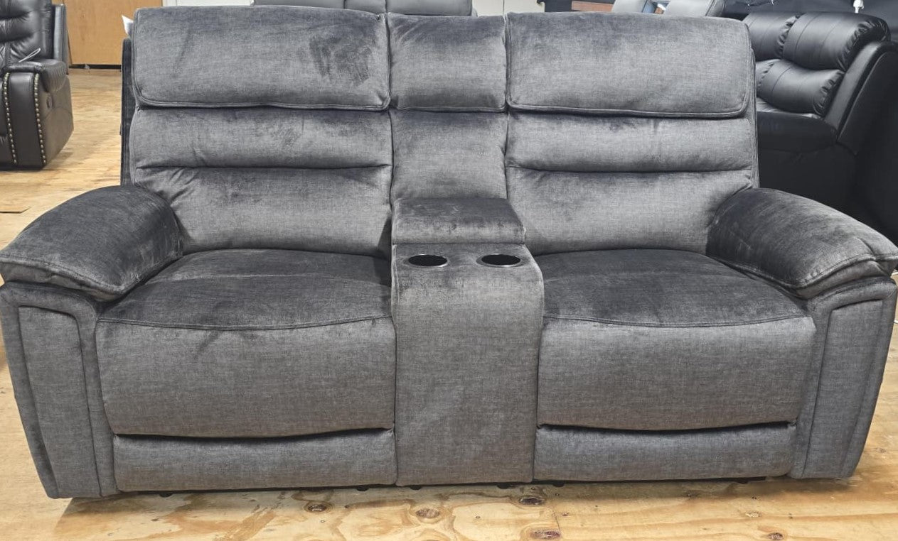 Lawson Fabric Electric Recliner Sofa With CupHolders -3+2 Seater Dark Grey 