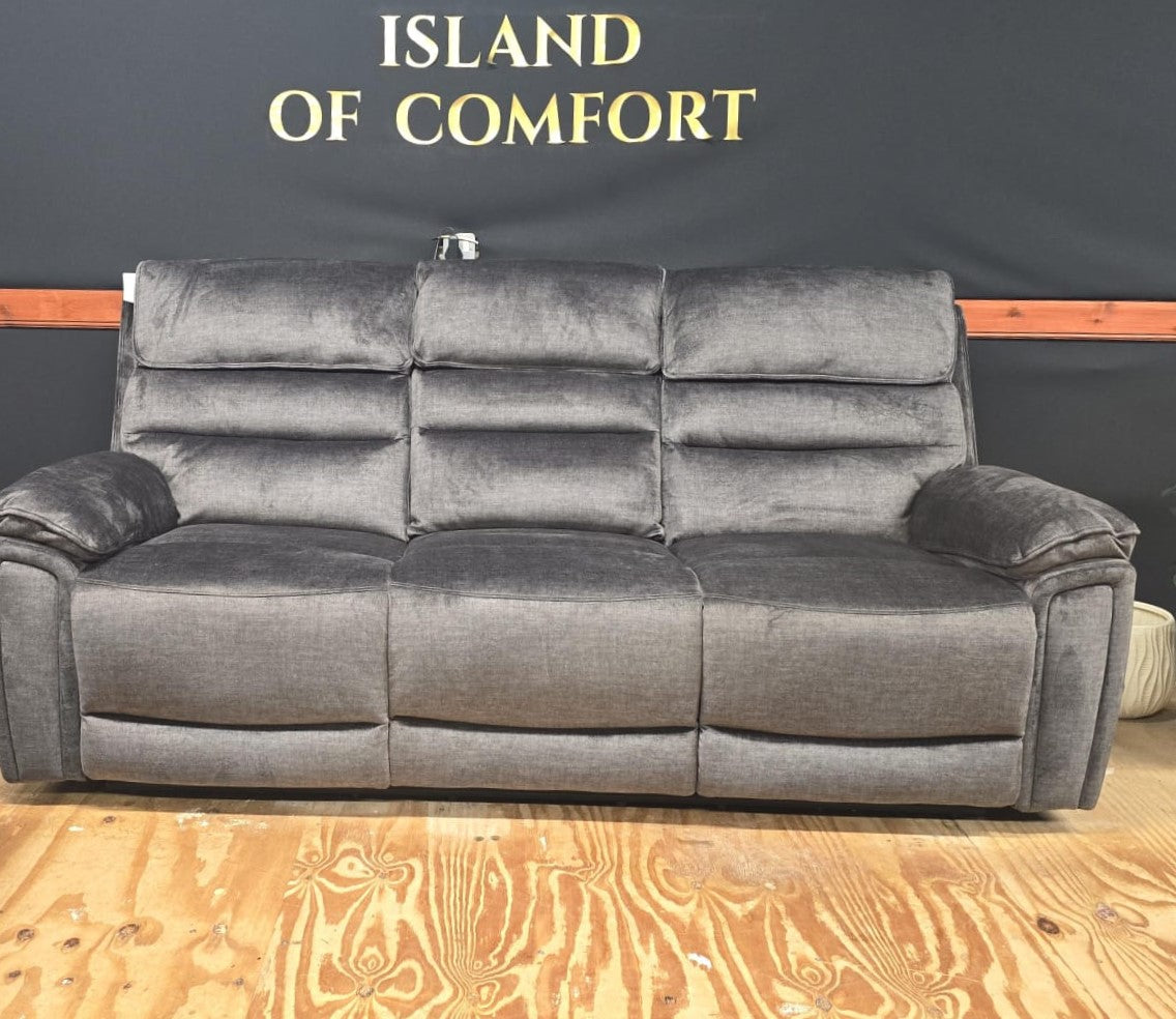 Lawson Fabric Electric Recliner Sofa With CupHolders -3+2 Seater Dark Grey 