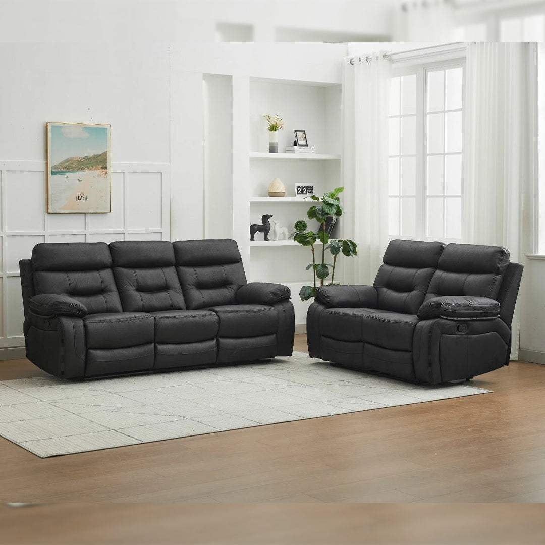 Lyon Premium Fabric Recliner 3+2 Seater Sofa Set - 3 and 2 Seater Manual Recliner - Fabric Sofa