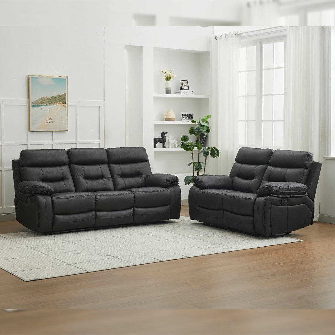 Lyon Premium Fabric Recliner 3+2 Seater Sofa Set - 3 and 2 Seater Manual Recliner - Fabric Sofa