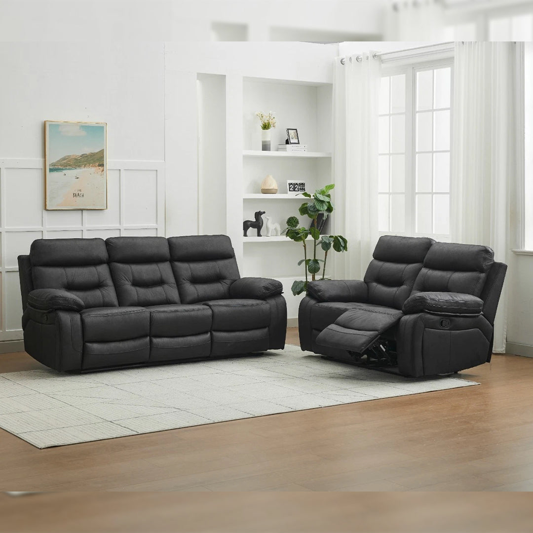 Lyon Premium Fabric Recliner 3+2 Seater Sofa Set - 3 and 2 Seater Manual Recliner - Fabric Sofa