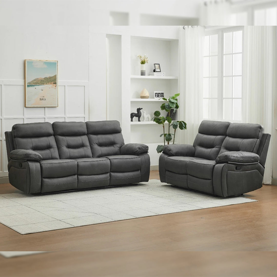 Lyon Premium Fabric Recliner 3+2 Seater Sofa Set - 3 and 2 Seater Manual Recliner - Fabric Sofa