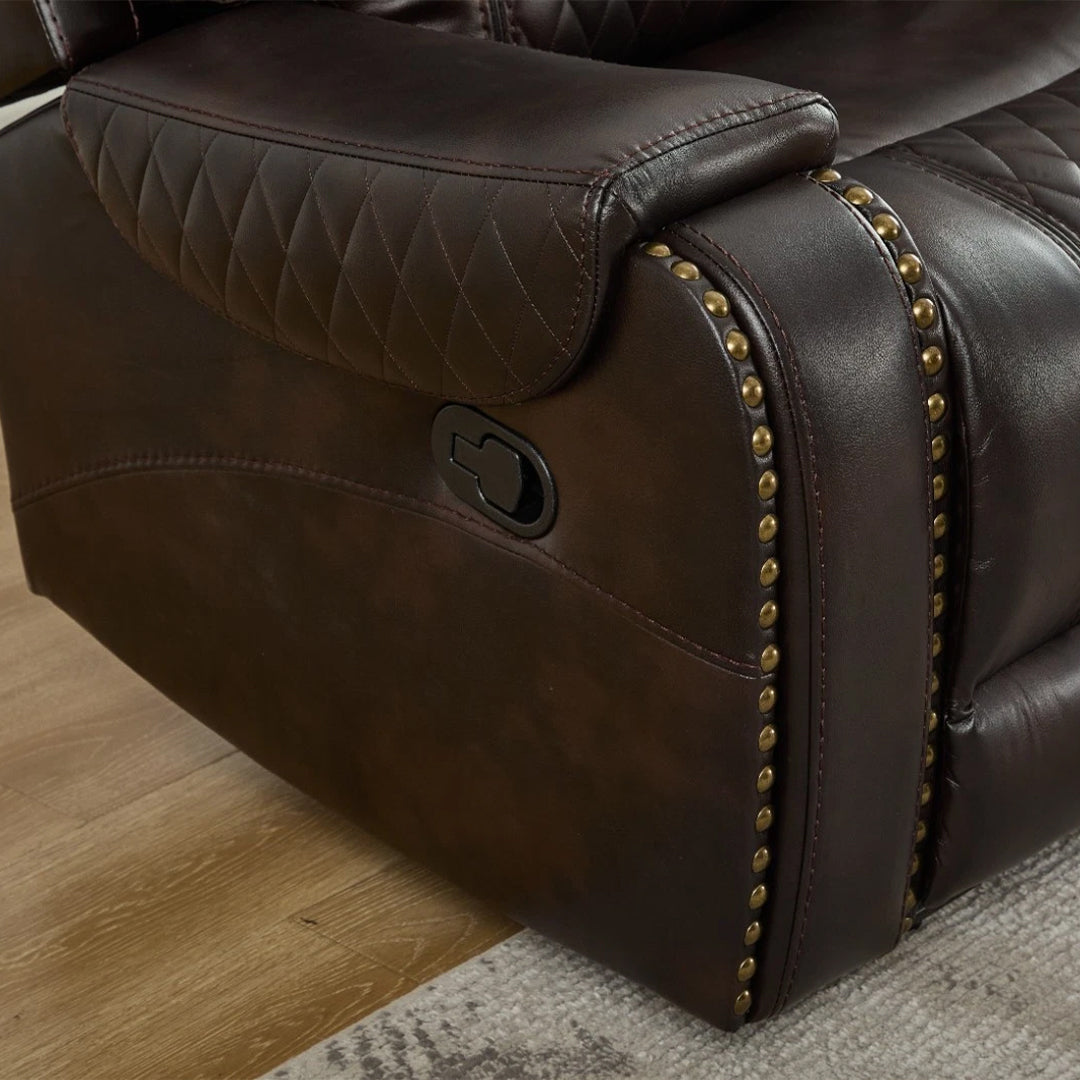 Nora Leather Recliner Sofa 3+2 Seater Set Brown - 3 and 2 Seater Manual Recliner Couch - Leather Sofa