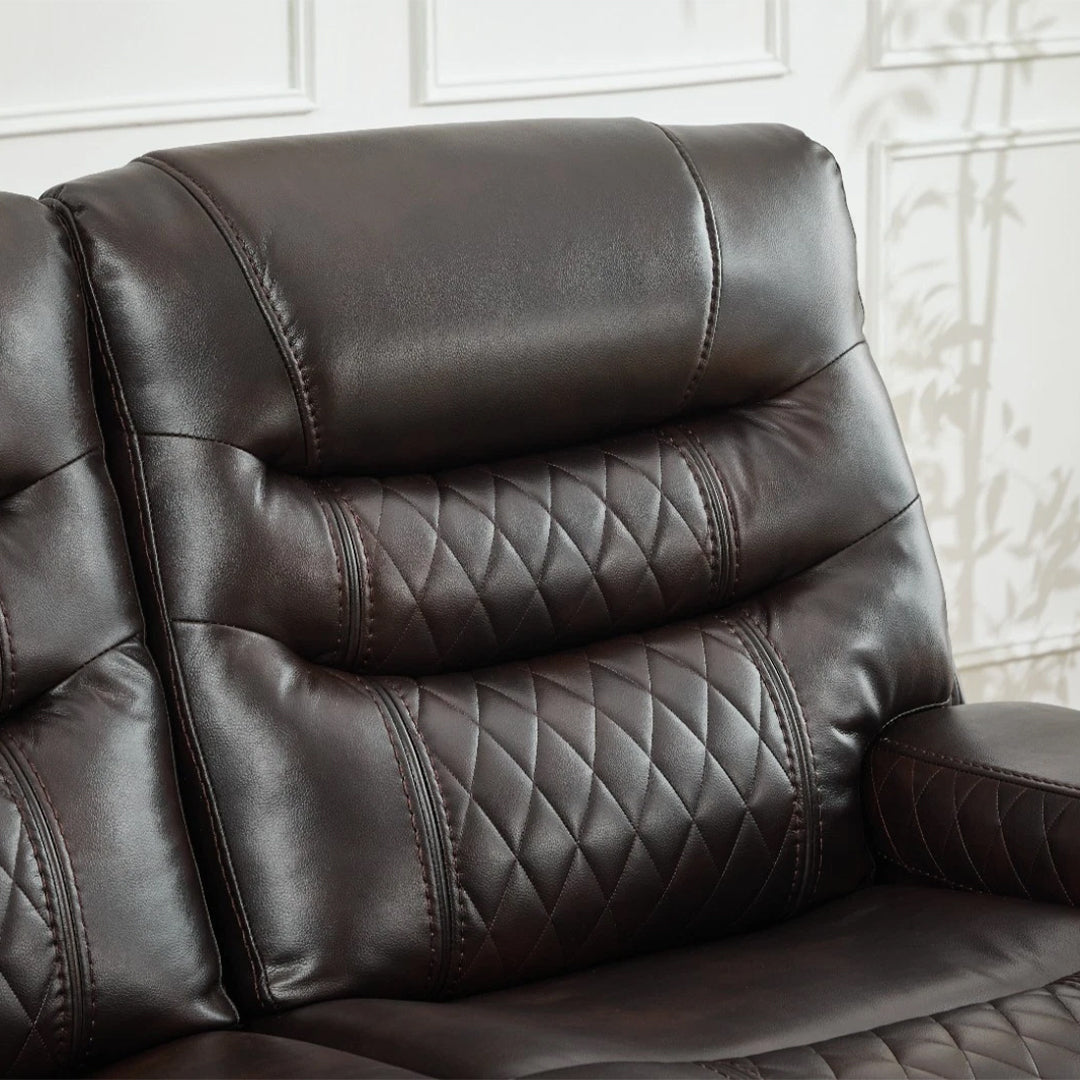 Nora Leather Recliner Sofa 3+2 Seater Set Brown - 3 and 2 Seater Manual Recliner Couch - Leather Sofa