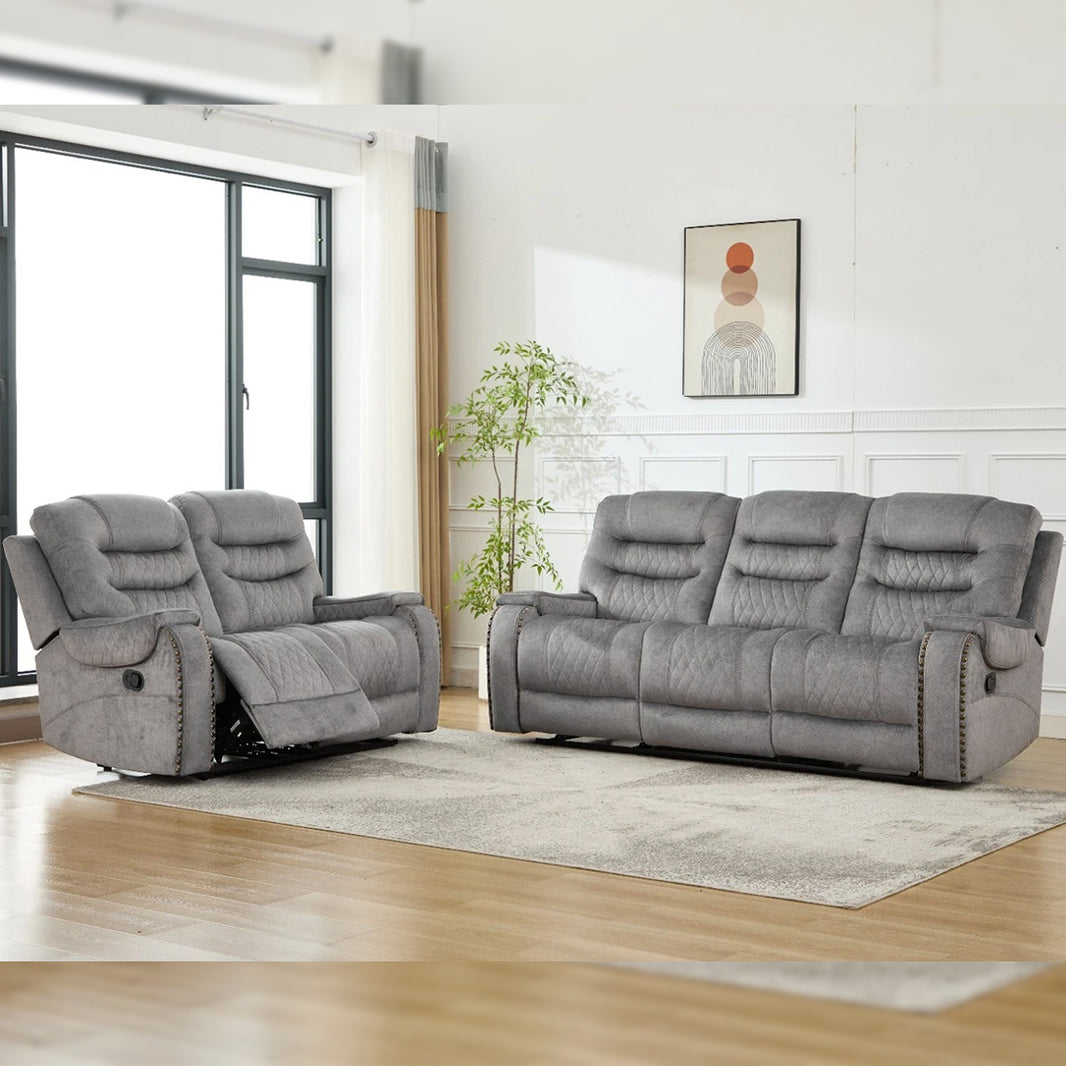 Nora Fabric Recliner 3+2 Seater Sofa Set - 3 and 2 Seater Manual Recliner Couch - Fabric Sofa