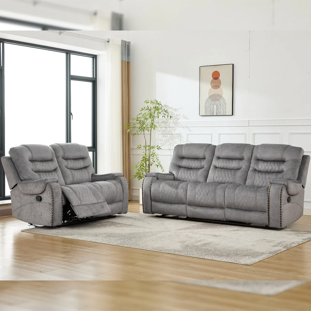Nora Fabric Recliner 3+2 Seater Sofa Set - 3 and 2 Seater Manual Recliner Couch - Fabric Sofa