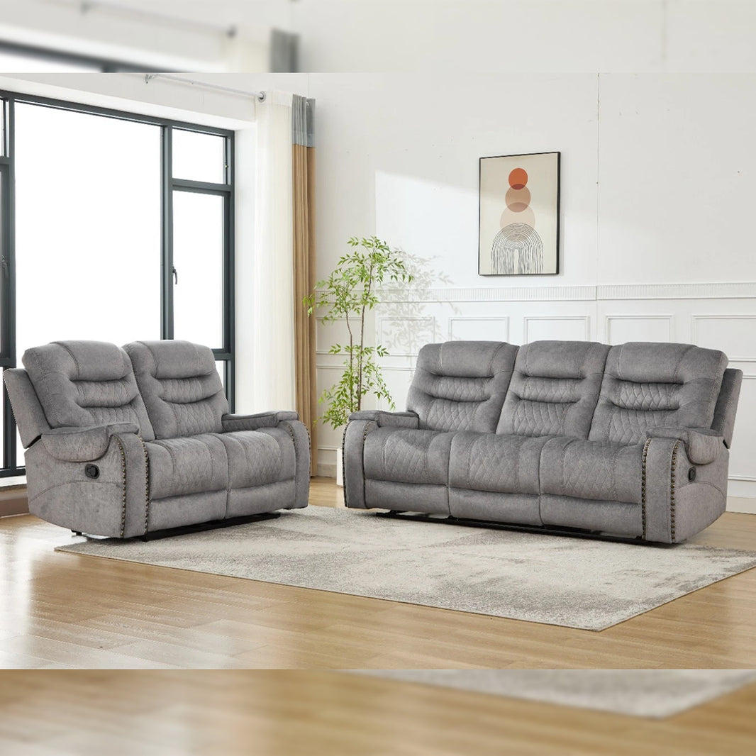 Nora Fabric Recliner 3+2 Seater Sofa Set - 3 and 2 Seater Manual Recliner Couch - Fabric Sofa