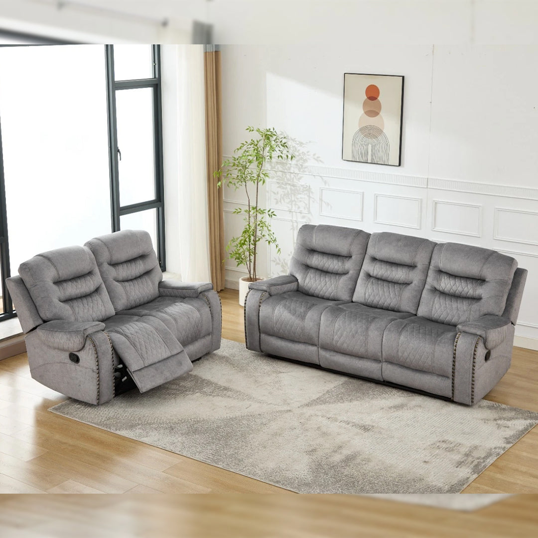 Nora Fabric Recliner 3+2 Seater Sofa Set - 3 and 2 Seater Manual Recliner Couch - Fabric Sofa