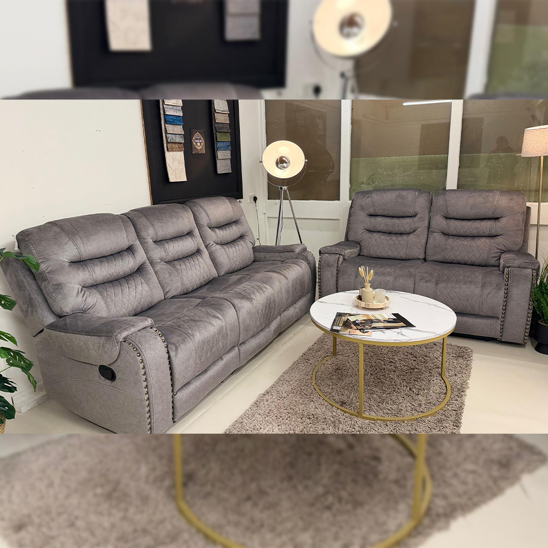 Nora Fabric Recliner 3+2 Seater Sofa Set - 3 and 2 Seater Manual Recliner Couch - Fabric Sofa