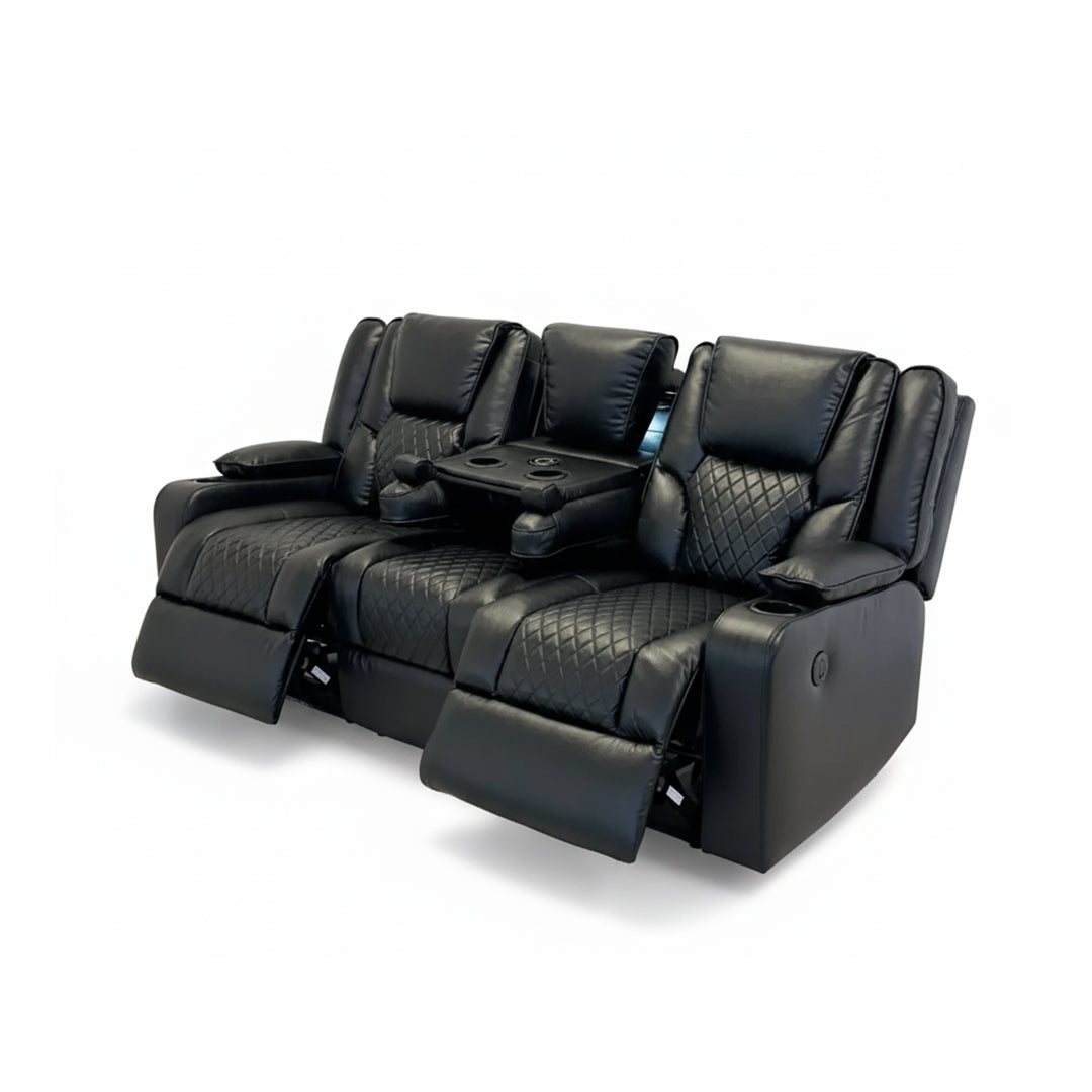Orlando Leather Electric Recliners Sofa With Cupholders - 3+2 Seater Sofa/LED Lights/Wireless Charging/USB Charging Ports/Storage