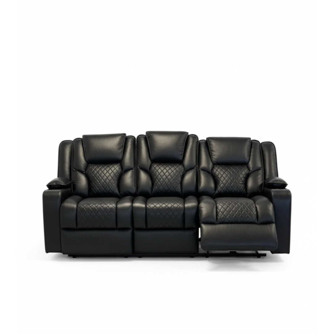 Orlando Leather Electric Recliners Sofa With Cupholders - 3+2 Seater Sofa/LED Lights/Wireless Charging/USB Charging Ports/Storage