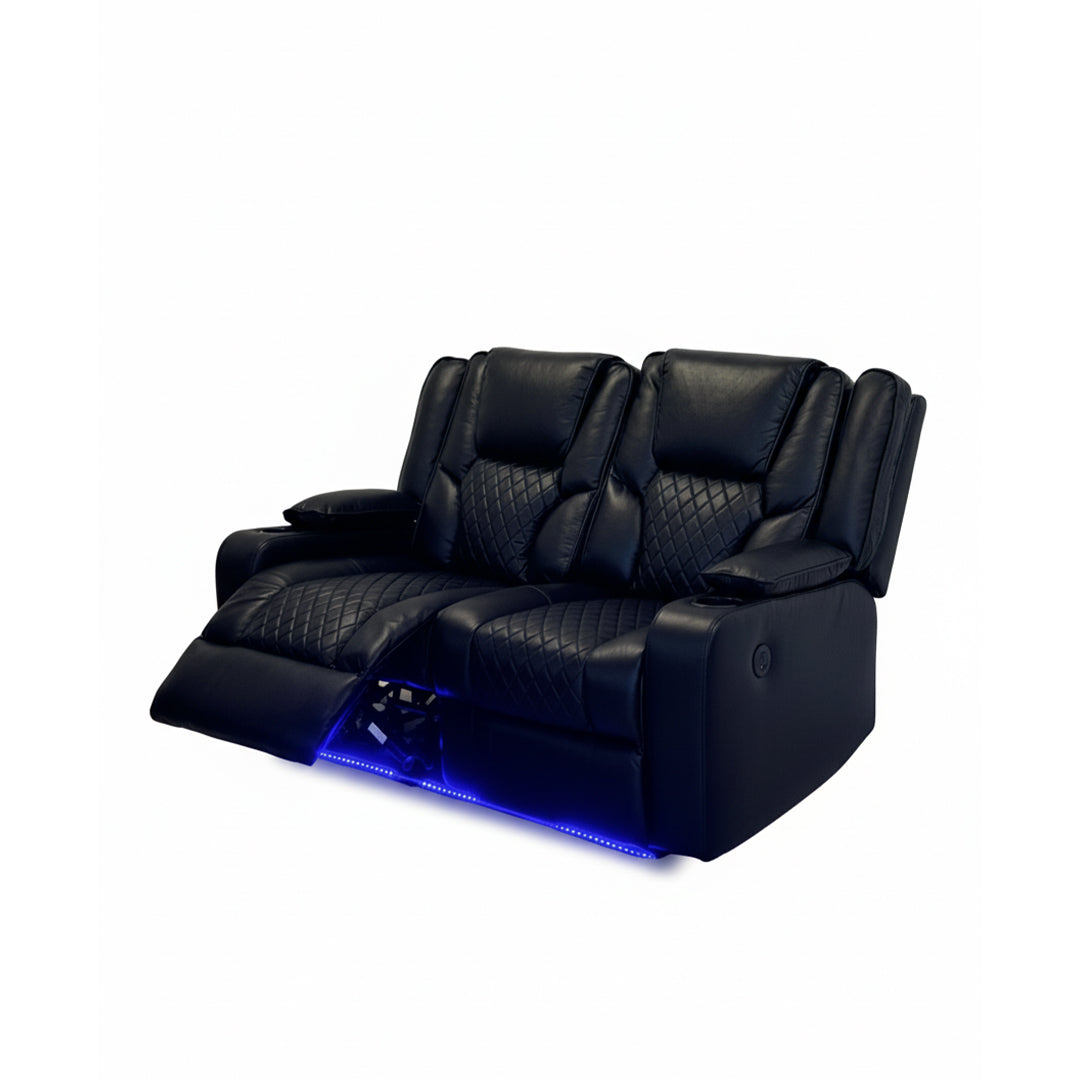 Orlando Leather Electric Recliners Sofa With Cupholders - 3+2 Seater Sofa/LED Lights/Wireless Charging/USB Charging Ports/Storage