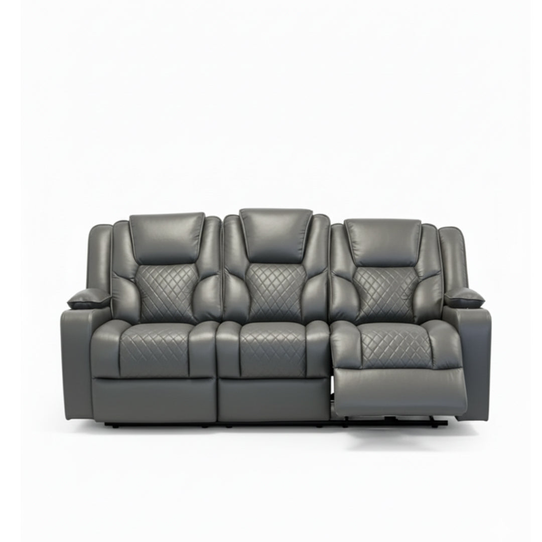 Orlando Leather Electric Recliners Sofa With Cupholders - 3+2 Seater Sofa/LED Lights/Wireless Charging/USB Charging Ports/Storage