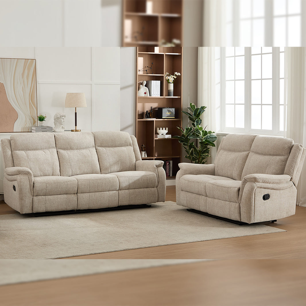 Siyara Fabric Recliner 3+2 Seater Sofa Set - 3 and 2 Seater Manual Recliner Sofa - Premium Quality Couch for Living Room