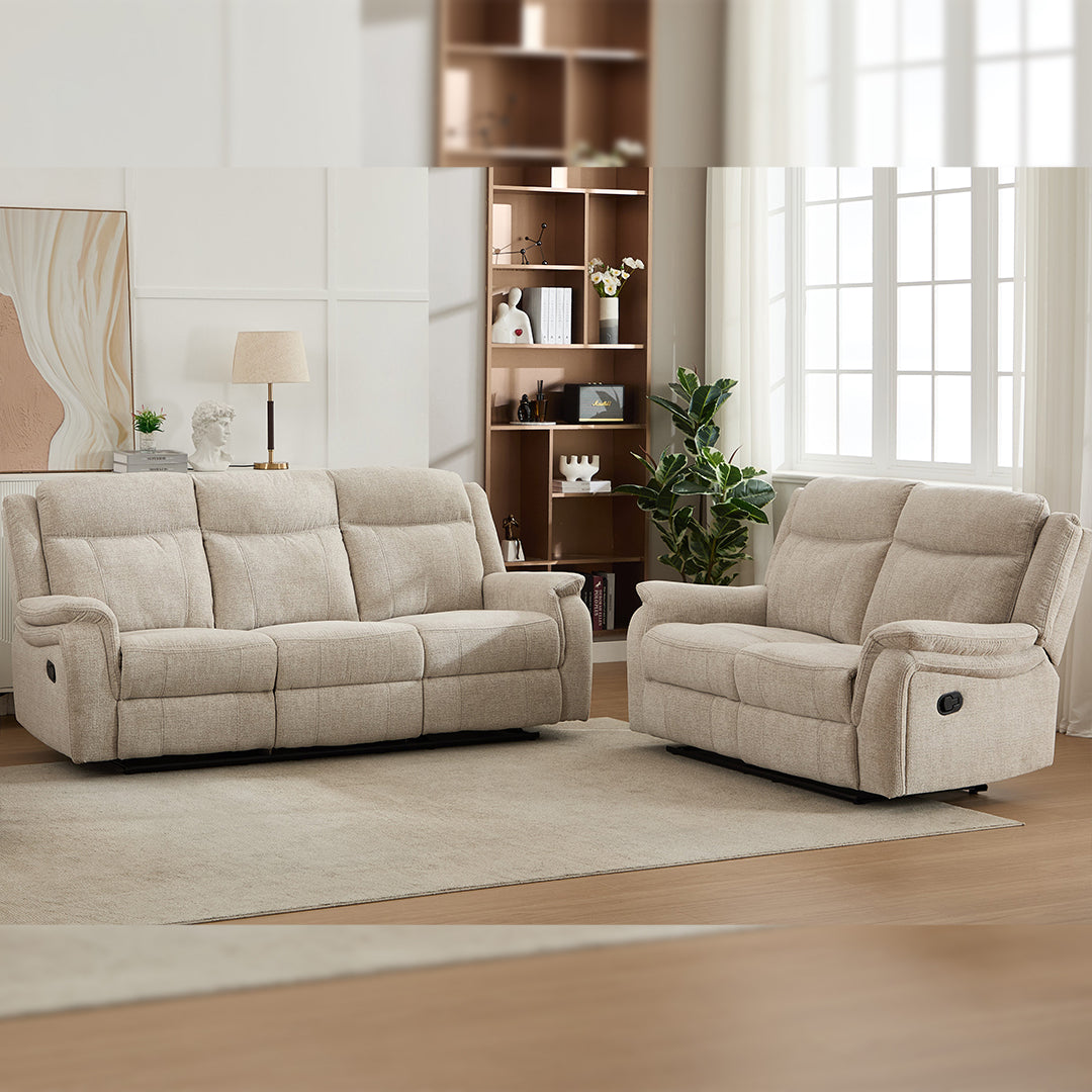 Siyara Fabric Recliner 3+2 Seater Sofa Set - 3 and 2 Seater Manual Recliner Sofa - Premium Quality Couch for Living Room