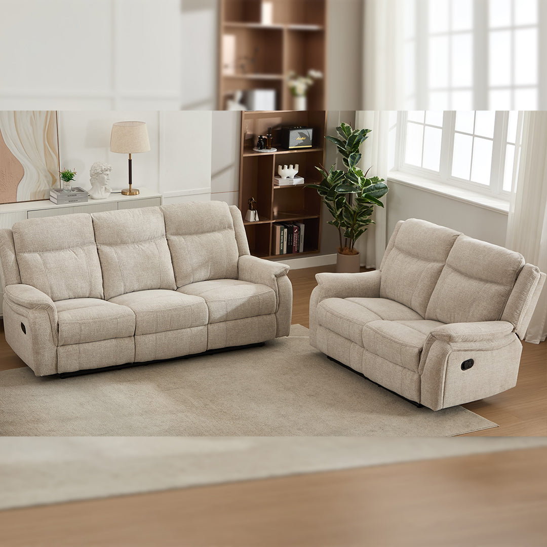Siyara Fabric Recliner 3+2 Seater Sofa Set - 3 and 2 Seater Manual Recliner Sofa - Premium Quality Couch for Living Room
