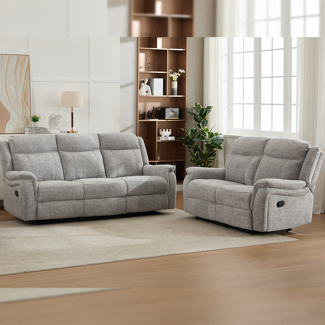Siyara Fabric Recliner 3+2 Seater Sofa Set - 3 and 2 Seater Manual Recliner Sofa - Premium Quality Couch for Living Room