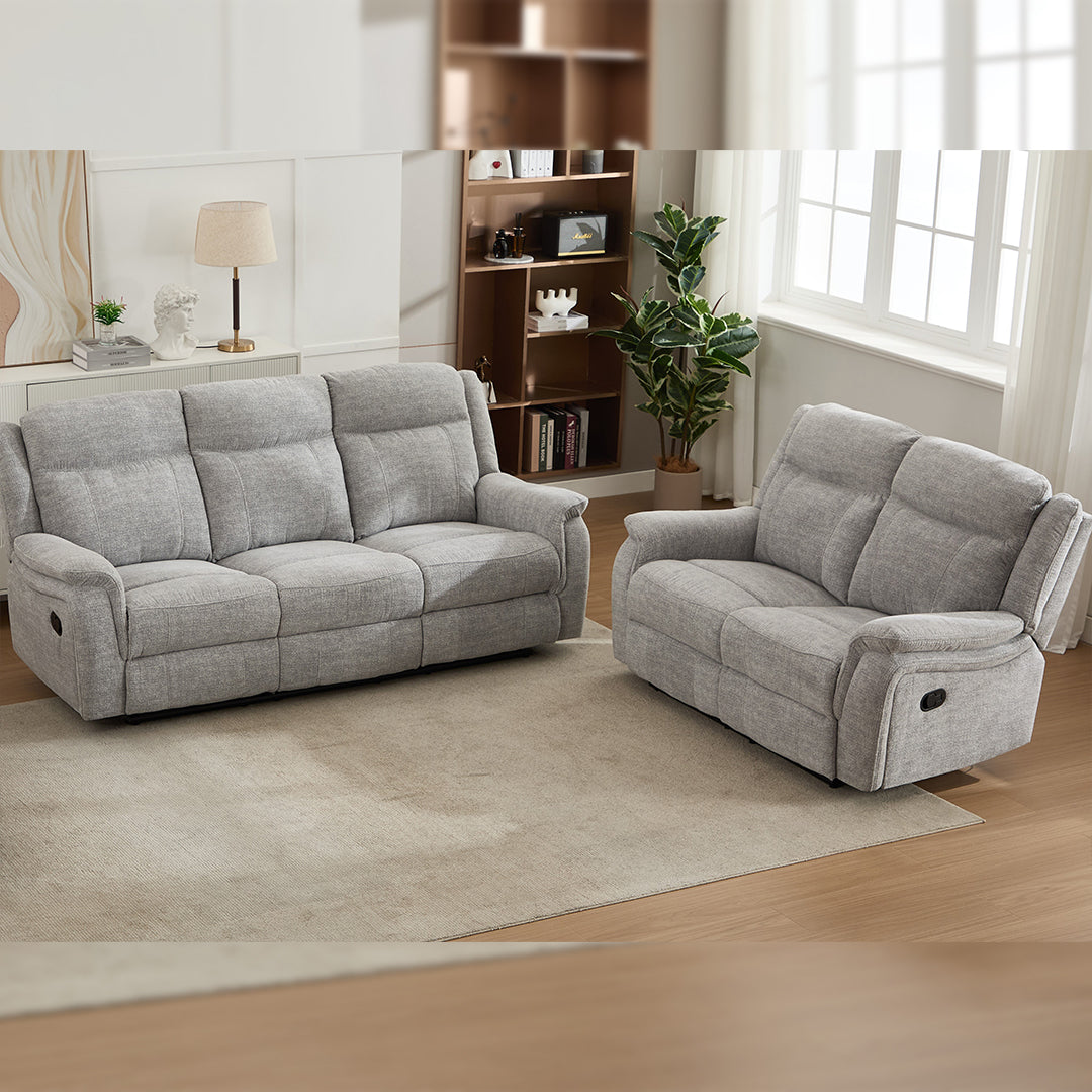 Siyara Fabric Recliner 3+2 Seater Sofa Set - 3 and 2 Seater Manual Recliner Sofa - Premium Quality Couch for Living Room