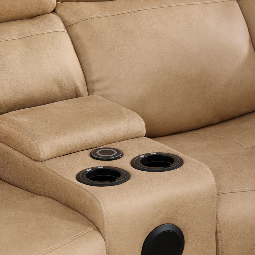 Hugo Fabric Electric Recliner Corner Sofa With Cup Holders - Modular (Left and Right Hand) Preimum Range Quality Corner Sofa With Cooling-Cup Holders/Bluetooth Speakers/Wireless Charging Pad/USB Charging