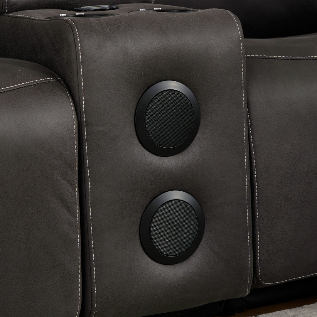 Hugo Fabric Electric Recliner Corner Sofa With Cup Holders - Modular (Left and Right Hand) Preimum Range Quality Corner Sofa With Cooling-Cup Holders/Bluetooth Speakers/Wireless Charging Pad/USB Charging