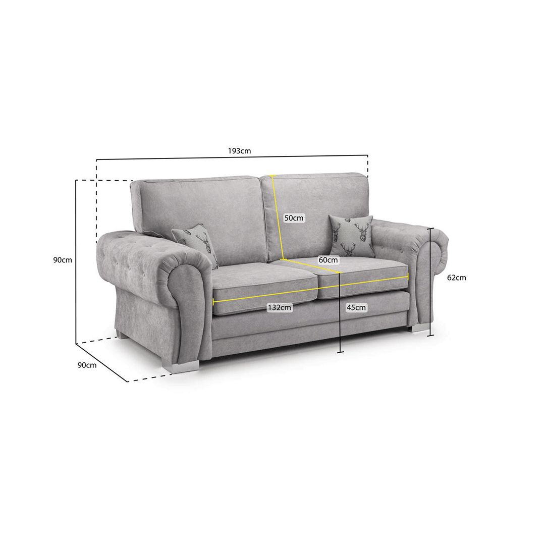 Verona Range Full Back 3 Seater Sofa Grey