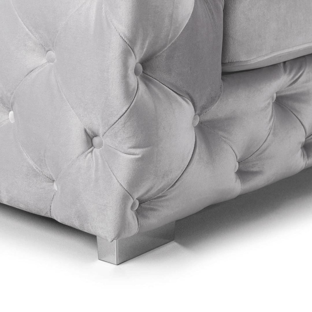 Ashton Range Chesterfield Corner Sofa Silver Plush Velvet