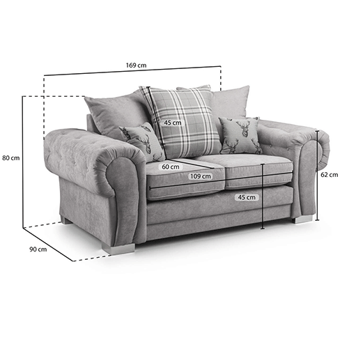 Verona Range Scatter Back 2 Seater Sofa Grey