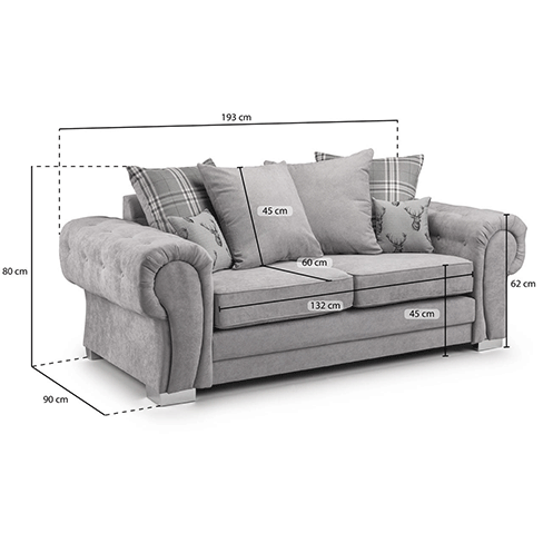Verona Range Scatter Back 3 Seater Sofa Grey